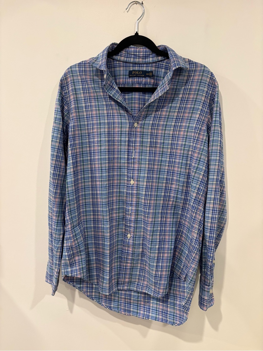 Ralph Lauren Plaid Button-Down Shirt in Blue and White